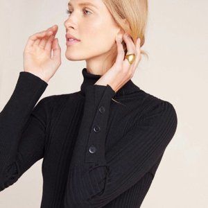 Anthropologie Button Sleeve Turtleneck